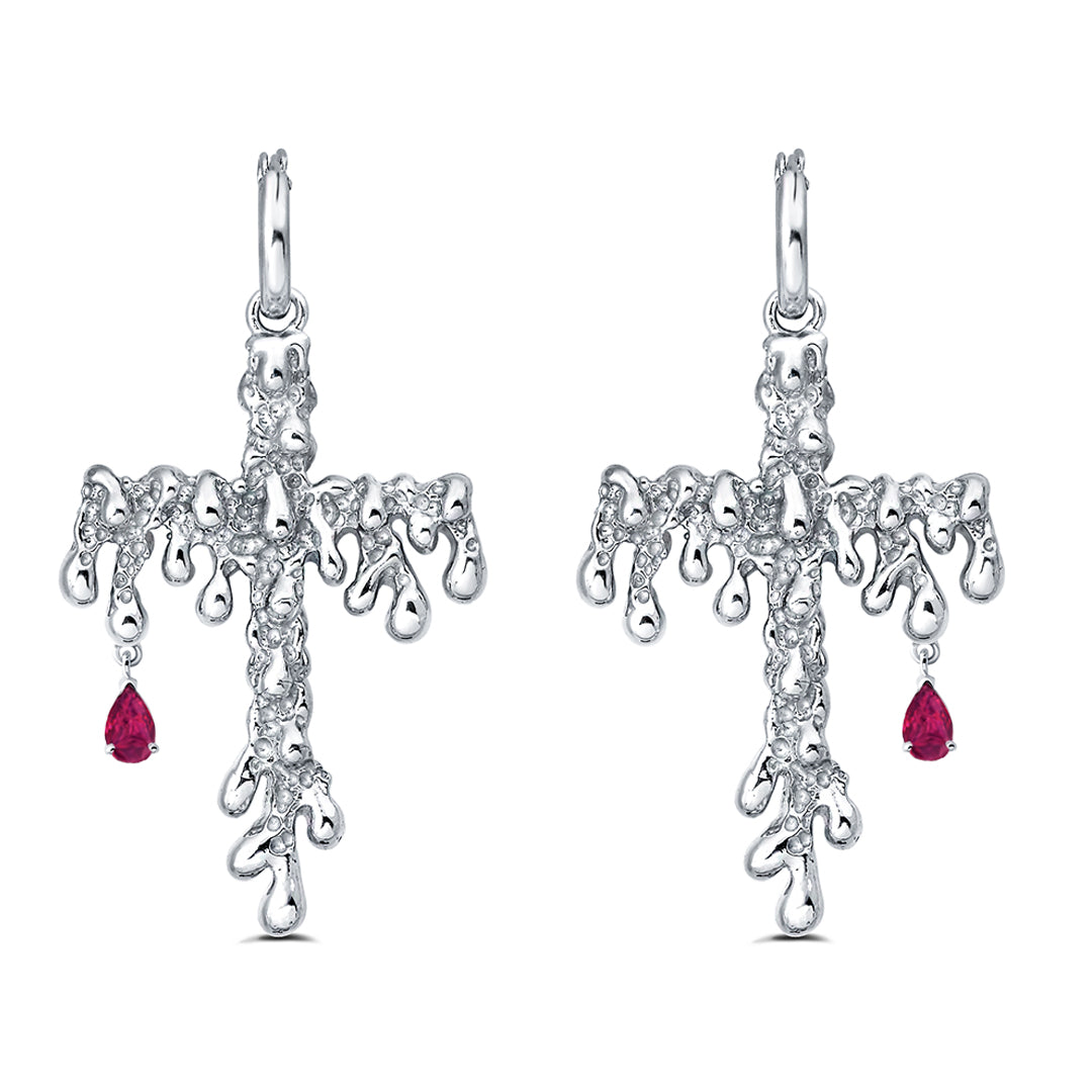 Ruby cross outlet earrings