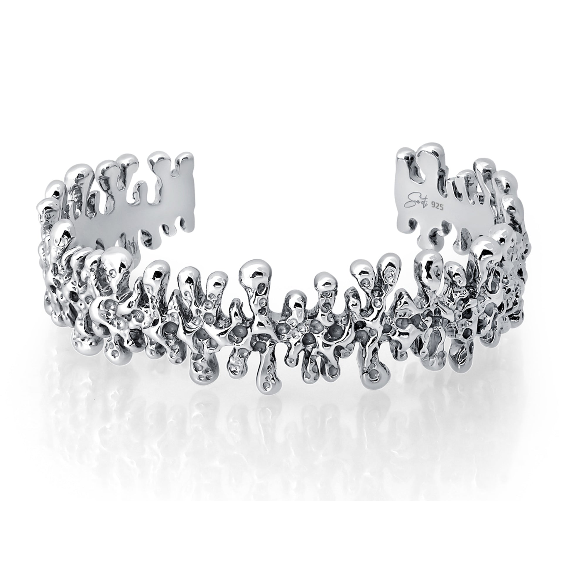 sa'oti saoti jewelry handcrafted 925 sterling silver rhodium plated melt bracelet cuff