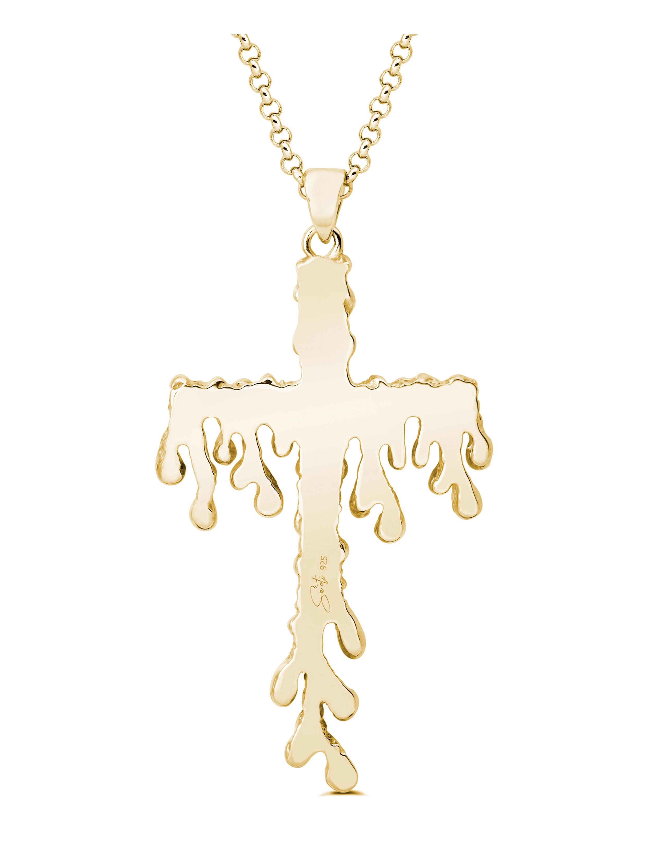 14k Diamond Cross Necklace Bezelled - Large - KAMARIA