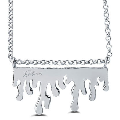 sa'oti saoti jewelry handcrafted 925 sterling silver rhodium plated melt necklace pendant chain